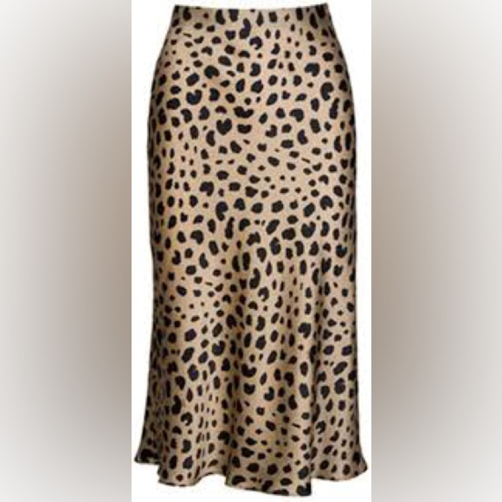 Women’s Leopard Print Midi Slip Skirt - Size Medium